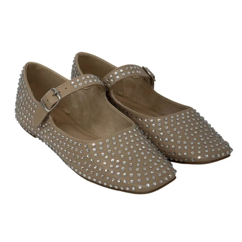 OLIVIA FERGUSON / Nancy / Flat / Mary Jane / With Diamonds encrusted Rhinestone-